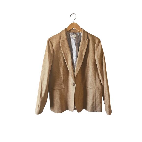 J Crew tan Herringbone wool-blend Holland blazer sz 16 $250 - Picture 3 of 9